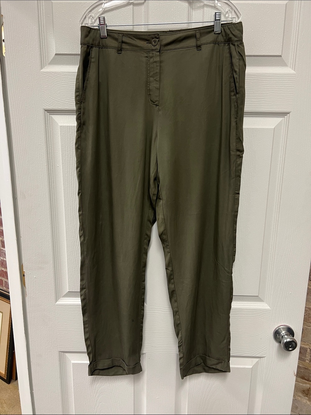 Women's Olive Green Tailored Trousers